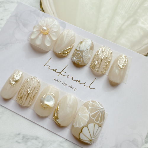 No.209 和柄ネイル ウェディング 和装花嫁ネイル 成人式 白無垢ネイル