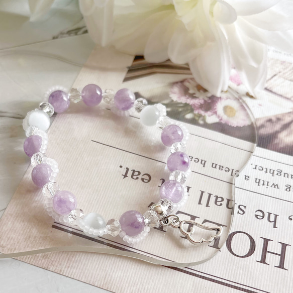 フットボーラー★天然アメジストステップカット★ブレスレットオーダー フットボーラー様専用☆天然アメジストステップカット