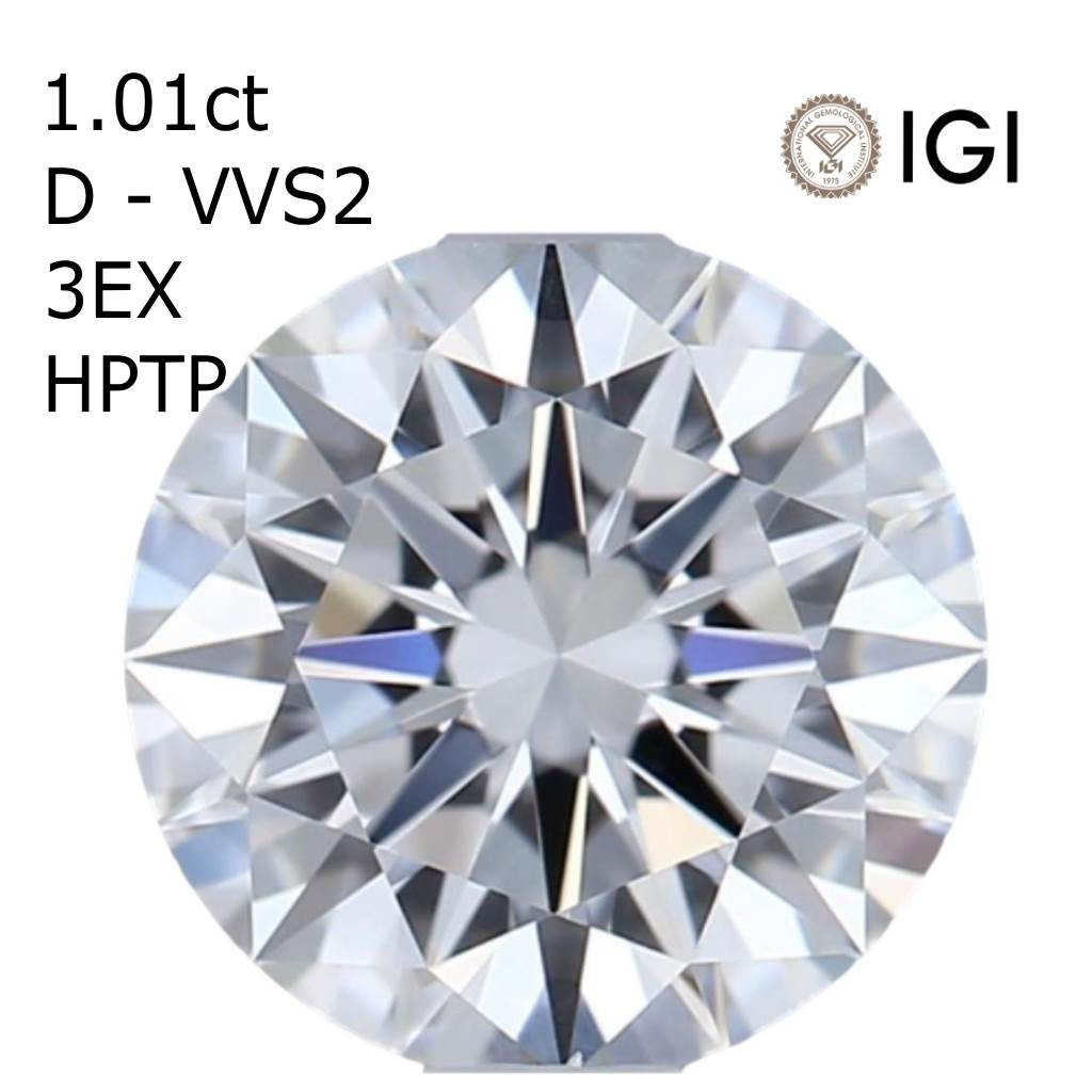 1.01ct D VVS2 3EX ラボグロウンダイヤモンド HPHT ラウンドルース  #11012 58,200円