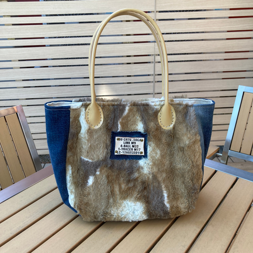 デニムリメイク】デニム＆ファー トートバッグ トートバッグ SHARETRO