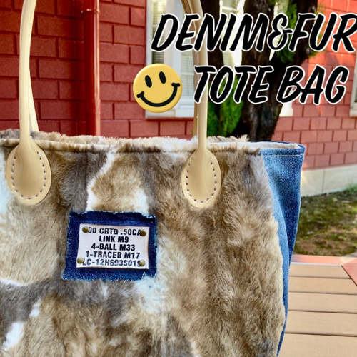 デニムリメイク】デニム＆ファー トートバッグ トートバッグ SHARETRO