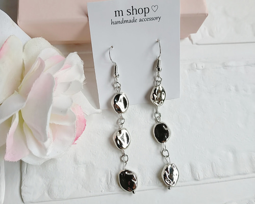 ハンドメイドピアス ピアス（フック・チェーン） m shop 通販 18453728