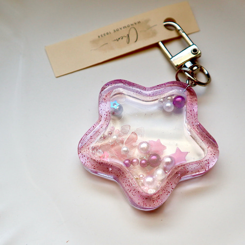 シャカシャカレジンキーホルダー 星型ピンク その他アクセサリー Chem