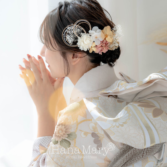 成人式　髪飾り　ウェディング　袴　和装　白無垢　ドライフラワー　水引き　卒業式　成人式用髪飾り ピンク　着物 10枚目の画像