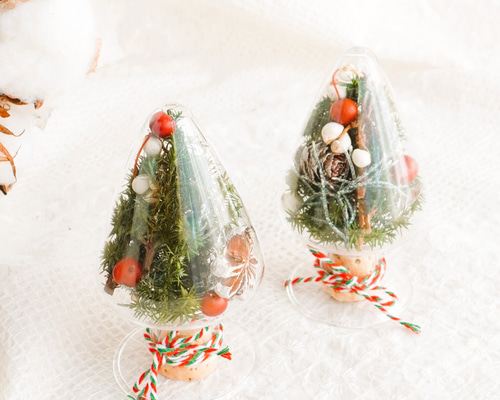 お手入れ簡単♪ガラスのクリスマスツリーS（プリザーブドフラワー