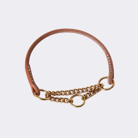 ☆犬☆首輪☆ハーフチョーク☆ハンドメイド☆本革☆中型犬☆27～33㎝☆ 犬 首輪 本革 本皮 ハーフチョーク しつけ 躾 ペット ドッグ