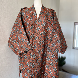 本場大島紬作務衣着物リメイク牡丹花鳥風月素敵な貴方のお洒落上衣