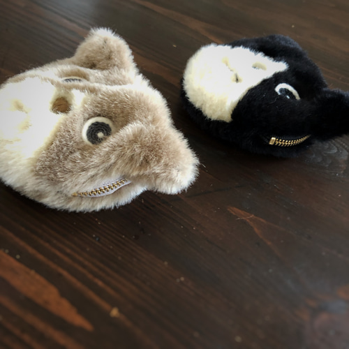 ハンドメイド フラットポーチ マスコットポーチ 猫ちゃん パネル