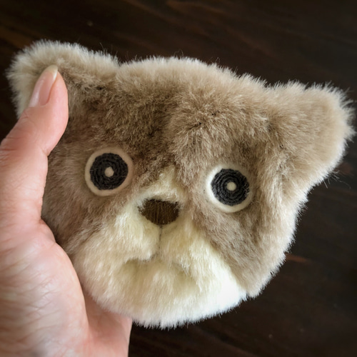 ハンドメイド フラットポーチ マスコットポーチ 猫ちゃん パネル