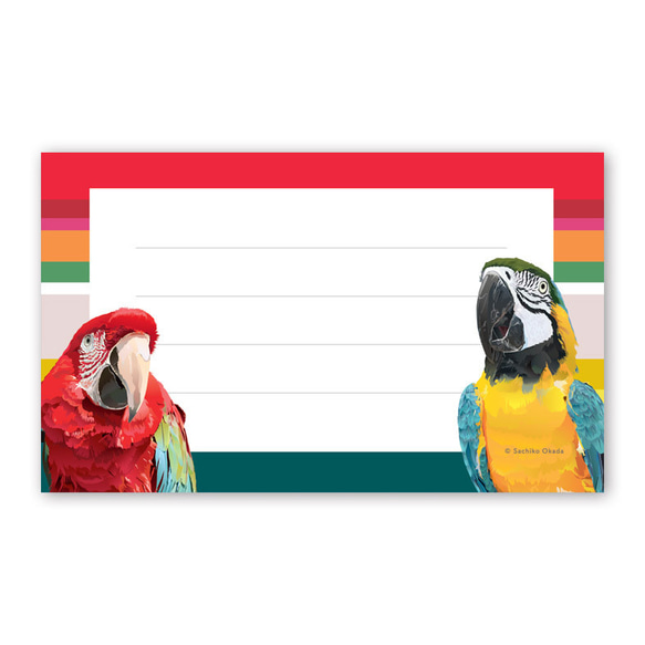 名刺サイズ メモカード メッセージカード コンゴウインコ2 3枚目の画像