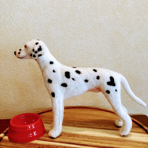羊毛フェルト☆ダルメシアン☆ハンドメイド犬置物 ❤️10％OFF❤️【羊毛フェルトのダルメシアンちゃん