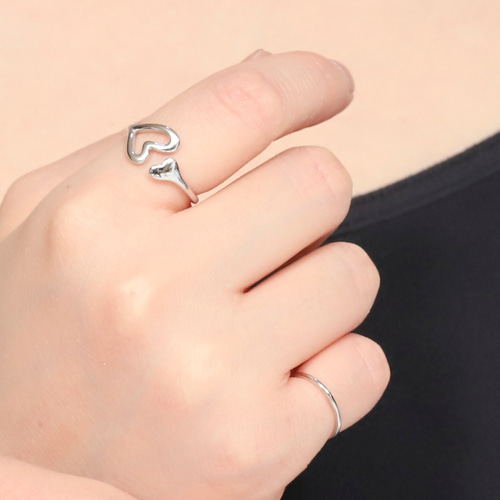 福袋】ハートのフォークリング&シンプルリング2点セット《ゴールド