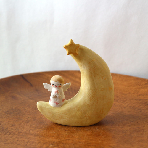 陶器で作った天使 月の祈り その他置物 福雪のAtelier hukuyuki 通販