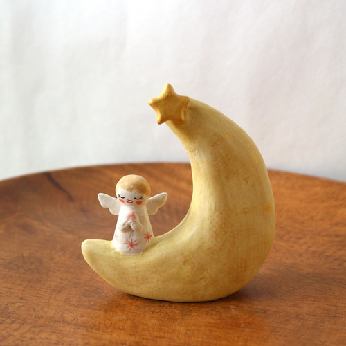 陶器で作った天使 月の祈り その他置物 福雪のAtelier hukuyuki