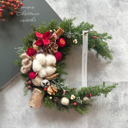 再販13】クリスマスリース 静かな森の三日月リース リース soerari