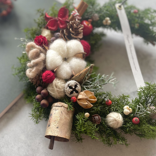 再販13】クリスマスリース 静かな森の三日月リース リース soerari