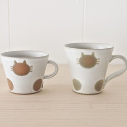 筒猪口（4色）ねこ水玉【在庫有】 5枚目の画像