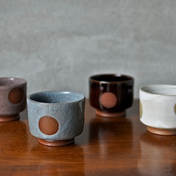 筒猪口（4色）ねこ水玉【在庫有】 4枚目の画像