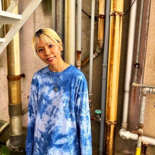 タイダイ染め 長袖Tシャツ Lサイズ ブルー ムラ染め HIPPIES DYE HD22