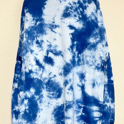 タイダイ染め 長袖Tシャツ XLサイズ ブルー ムラ染め HIPPIES