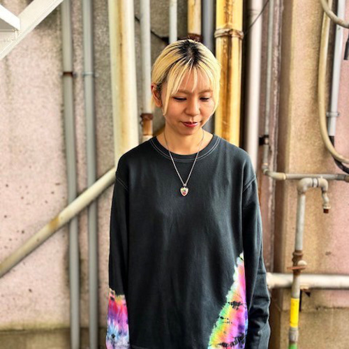 タイダイ スウェット トレーナー XLサイズ ブラック×カラフル HD22-80