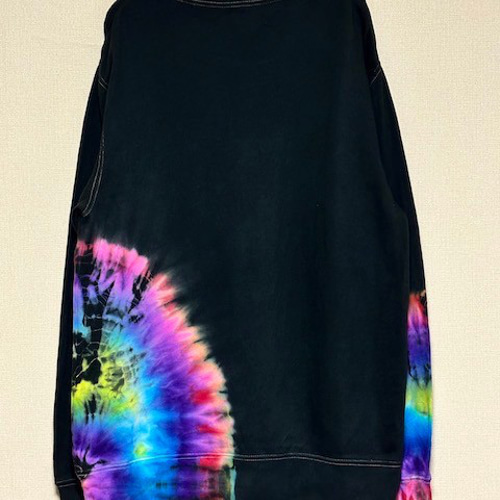 タイダイ スウェット トレーナー XLサイズ ブラック×カラフル HD22-80