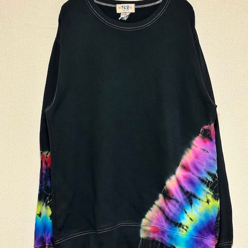 タイダイ スウェット トレーナー XLサイズ ブラック×カラフル HD22-80