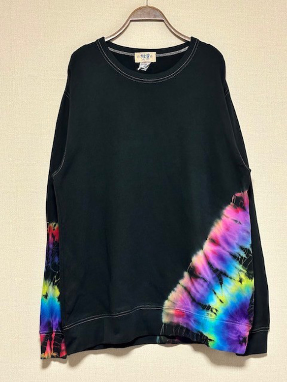タイダイ スウェット トレーナー XLサイズ ブラック×カラフル HD22-80