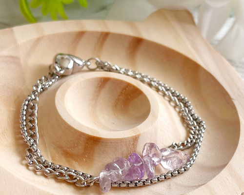 のん様★専用絶品おすすめ 宝石アメトリン ブレスレット アメトリン シンプル ブレスレット 天然石 ストーン さざれ石 チェーン