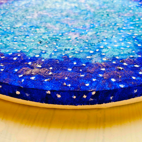 直径30㎝「星空D（銀河星雲)」油彩・絵画・原画・丸形・アートパネル・送料無料 直径30㎝「星空D（銀河星雲)」油彩・絵画・原画・丸形・アート