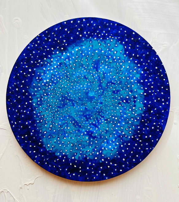 直径30㎝「星空D（銀河星雲)」油彩・絵画・原画・丸形・アートパネル  