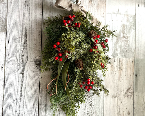 ＊Natural＊クリスマススワッグ　赤い実☆ドライフラワースワッグ 赤い実のクリスマススワッグ(アーティフィシャル) スワッグ rhyme_752