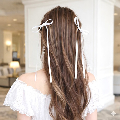 75cm【2点セット】 サテンリボン ポニーフック ツインテール