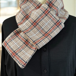 フランス製/チェック柄ツイード◆コンパクトマフラー 6枚目の画像