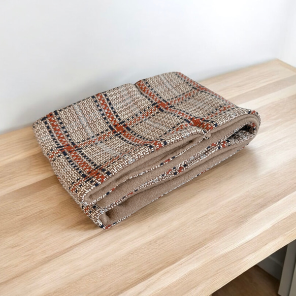 フランス製/チェック柄ツイード◆コンパクトマフラー 9枚目の画像