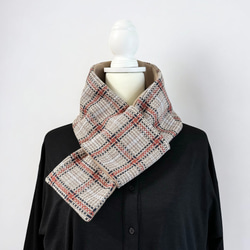 フランス製/チェック柄ツイード◆コンパクトマフラー 4枚目の画像