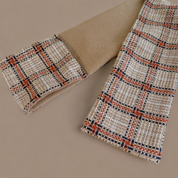 フランス製/チェック柄ツイード◆コンパクトマフラー 12枚目の画像