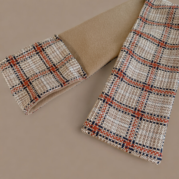 フランス製/チェック柄ツイード◆コンパクトマフラー 12枚目の画像