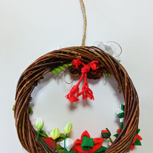 サンタ付き】【40cm】greenのポインセチアのクリスマスリース