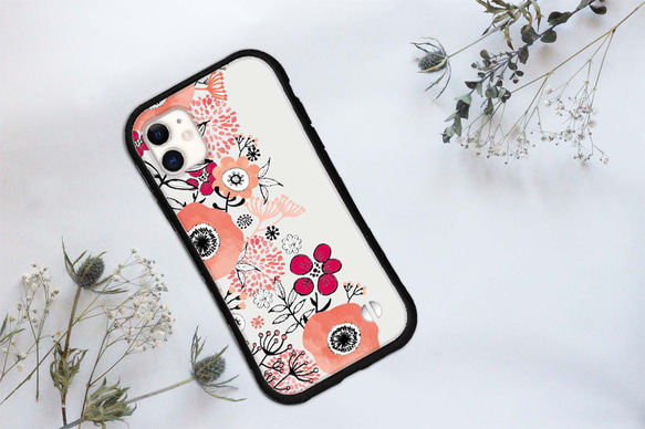 抗菌 スマホケース 花柄 花 北欧 iPhone 16 15 14 13 12 Pro mini se iface型 1枚目の画像
