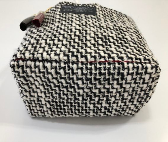 冬セール　ウール ツイード　白黒　ふわふわ　ハンドバッグ　32×23×13 6枚目の画像