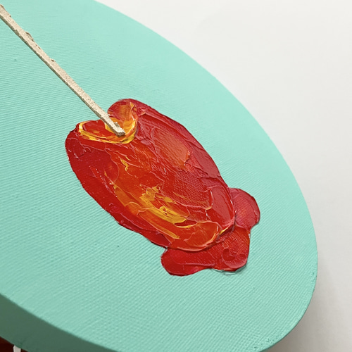 テクスチャーアート×アクリル画 原画 食べられないりんご飴 絵画
