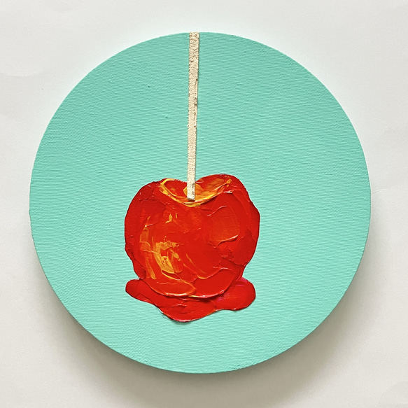 テクスチャーアート×アクリル画 原画 食べられないりんご飴 絵画