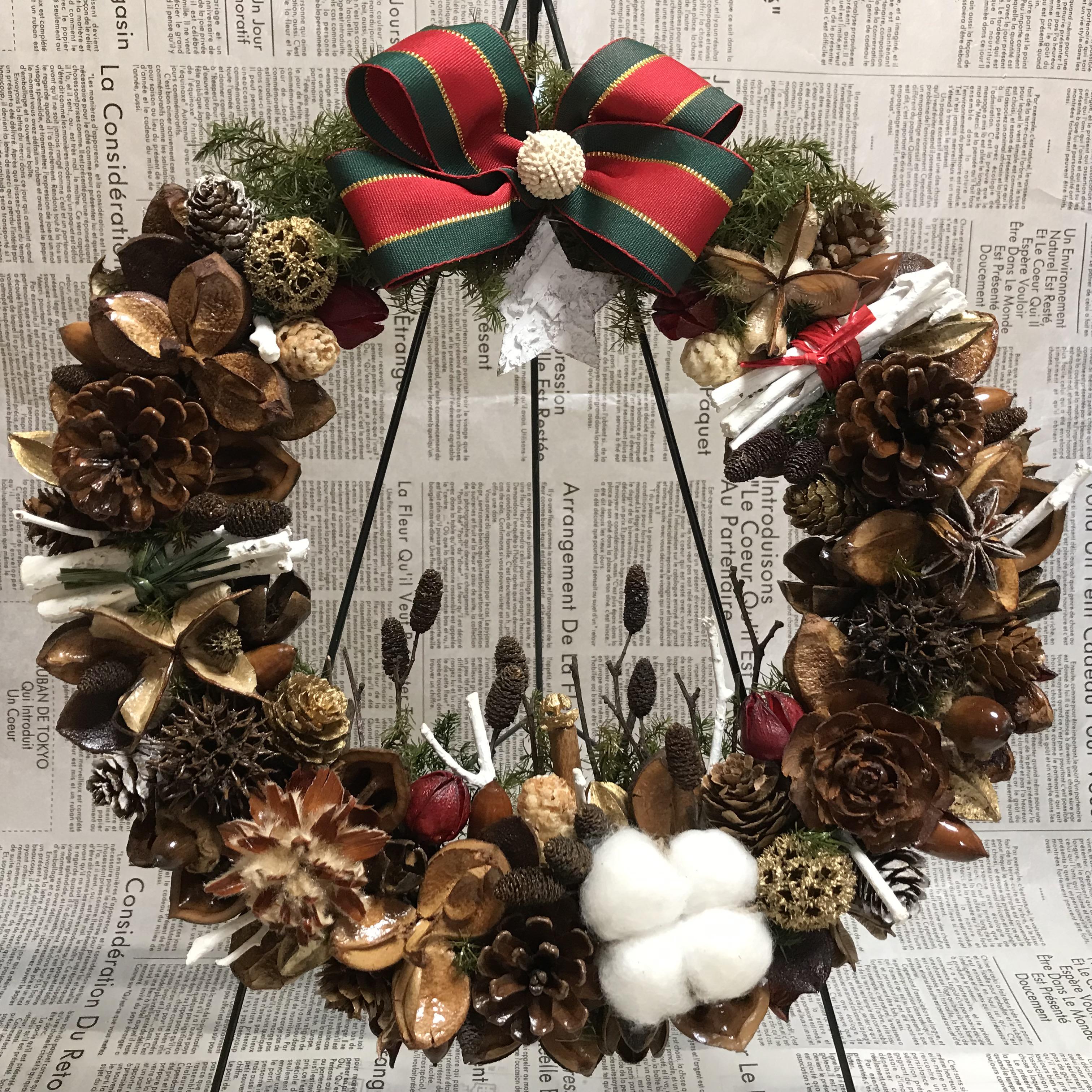 《超早割＊X'mas》北欧の森の豪華なクリスマスリース31cm（特別価格＊15000ー13000に値下げしました）