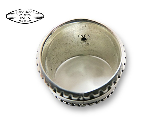 インディアンジュエリー リング ターコイズ シルバー925 サンバースト スタンプ 指輪, INCA