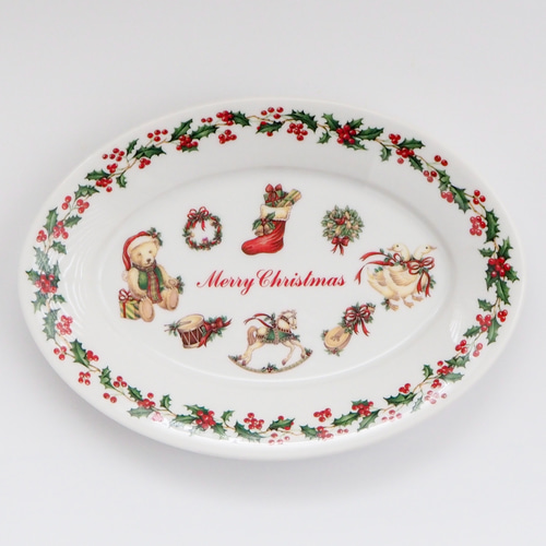 Merry Christmas ホリデーデザインプレート クリスマスプレート 長皿