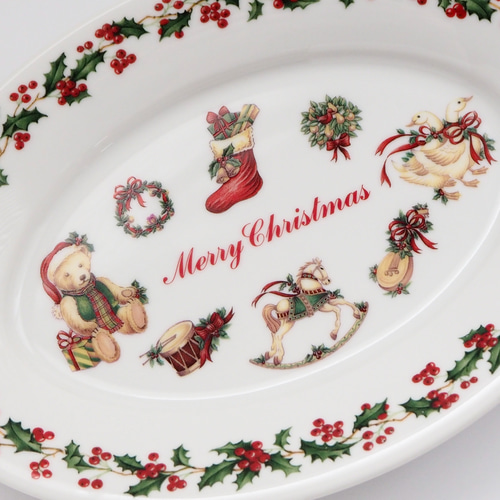 Merry Christmas ホリデーデザインプレート クリスマスプレート 長皿