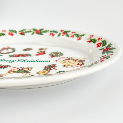 Merry Christmas ホリデーデザインプレート クリスマスプレート 長皿