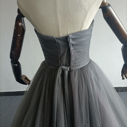 グレーカラードレス オフショルダーの2WAYドレス ロングトレーン  