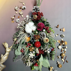 再販12】クリスマスリース 静かな森の三日月リース リース soerari